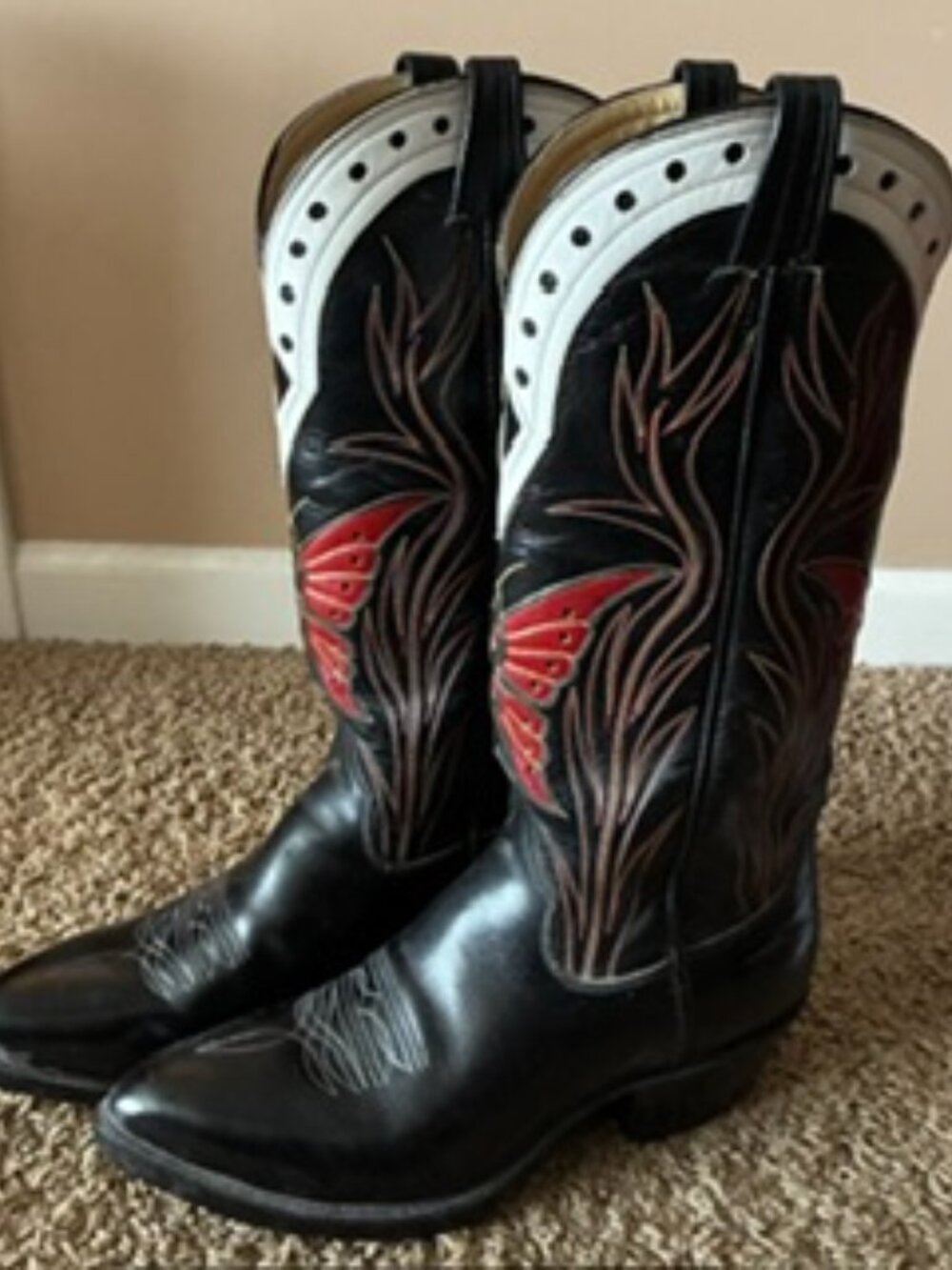 Men's Black Butterfly Cowboy Boots